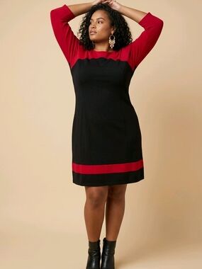 American Living Black & Red Colorblock Sheath Dress | Size 16